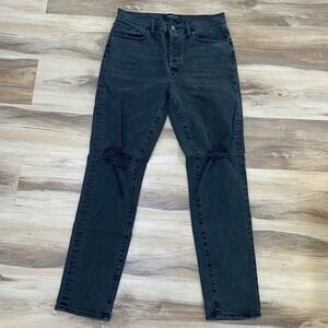 DSTLD LA Mom Jeans Womens Black Distressed High Waist Denim Button Fly